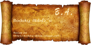 Bodoky Abbás névjegykártya